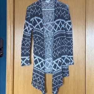 Gray and white cardigan